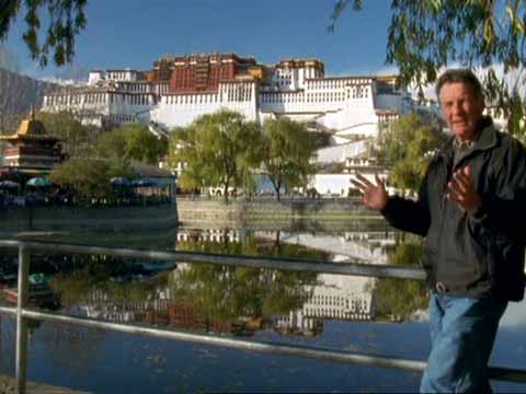 
Michael Palin behind the Potala Palace - Michael Palin Himalaya DVD
